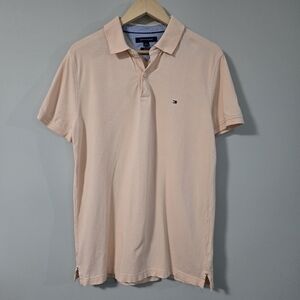Tommy Hilfiger Men's Peach Large Slim Fit Polo Short Sleeve Shirt